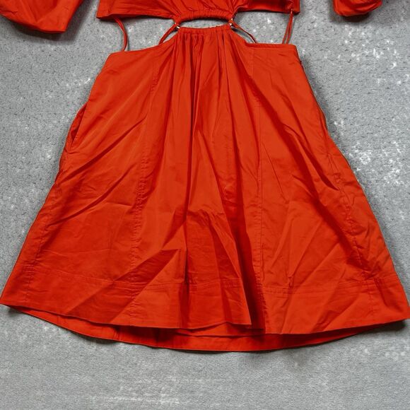 Jonathan Simkhai Dress Womens Small Orange Collared Cutout Waist Mini Dress $365 - Picture 4 of 15